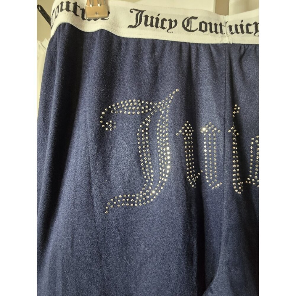 Juicy Couture Rhinestone Sleepwear/Loungewear 2 Pc Set Navy Blue Size LARGE - Picture 9 of 11